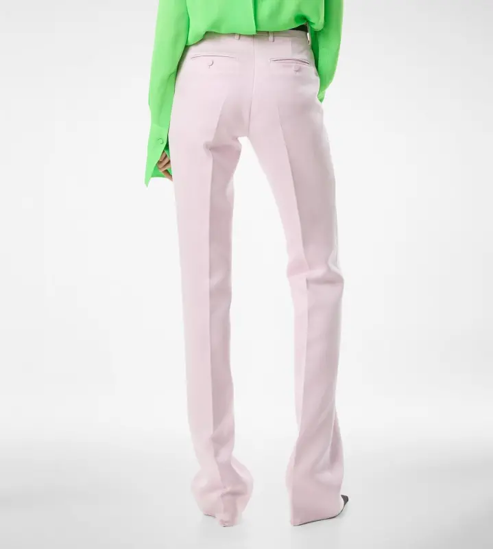 WASHED COTTON SILK BLEND DUCHESSE TAILORED STRAIGHT PANTS ORCHID PINK online